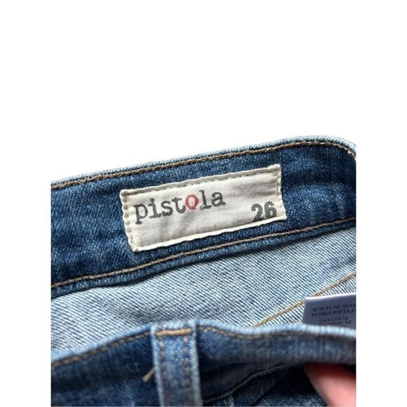 Pistola Denim Jeans Size 26 Distressed Ripped Frayed Hem Blue Wash - Picture 2 of 9